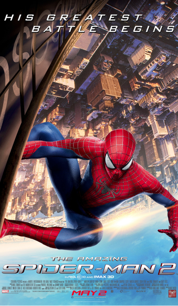 The Amazing Spider Man 2 movie poster featuring Andrew Garfield as Spider Man