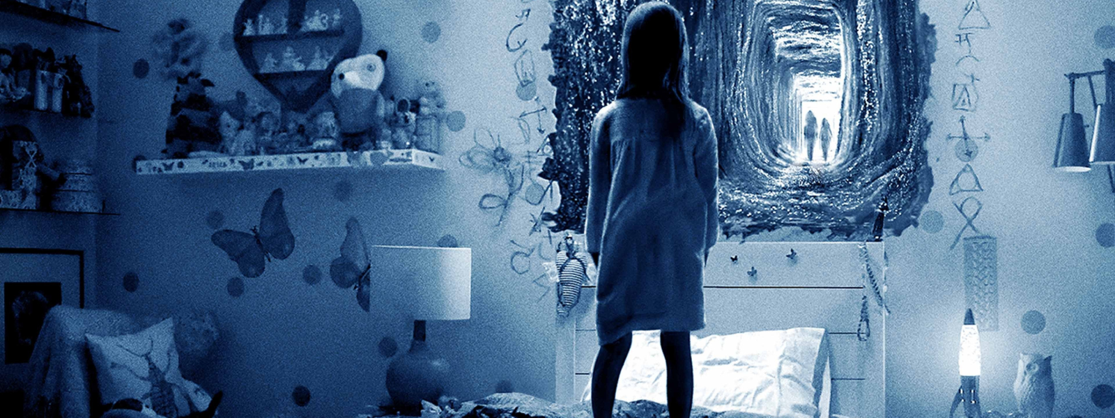 Paranormal Activity: The Ghost Dimension featured image showing a young girl standing in front of a mysterious portal.